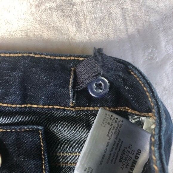 Old Navy Girl's Super Skinny Adjustable Waist Dark Wash Denim Jeans 12 Slim - Picture 4 of 8